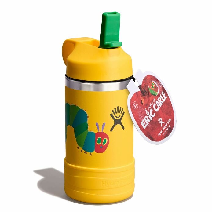 kids-12-oz-bottle-world-of-eric-carletm-y0 le26-w12-1000-kids-12-oz-wide-straw-cap-and-boot-yellow-caterpillar-angled-lid-open-withtag_1.jpg