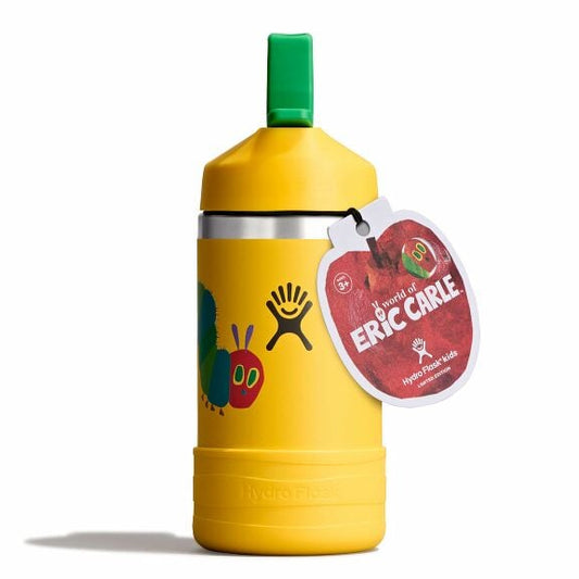 kids-12-oz-bottle-world-of-eric-carletm-y0 le26-w12-1000-kids-12-oz-wide-straw-cap-and-boot-yellow-caterpillar-straight-lid-open-withtag.jpg